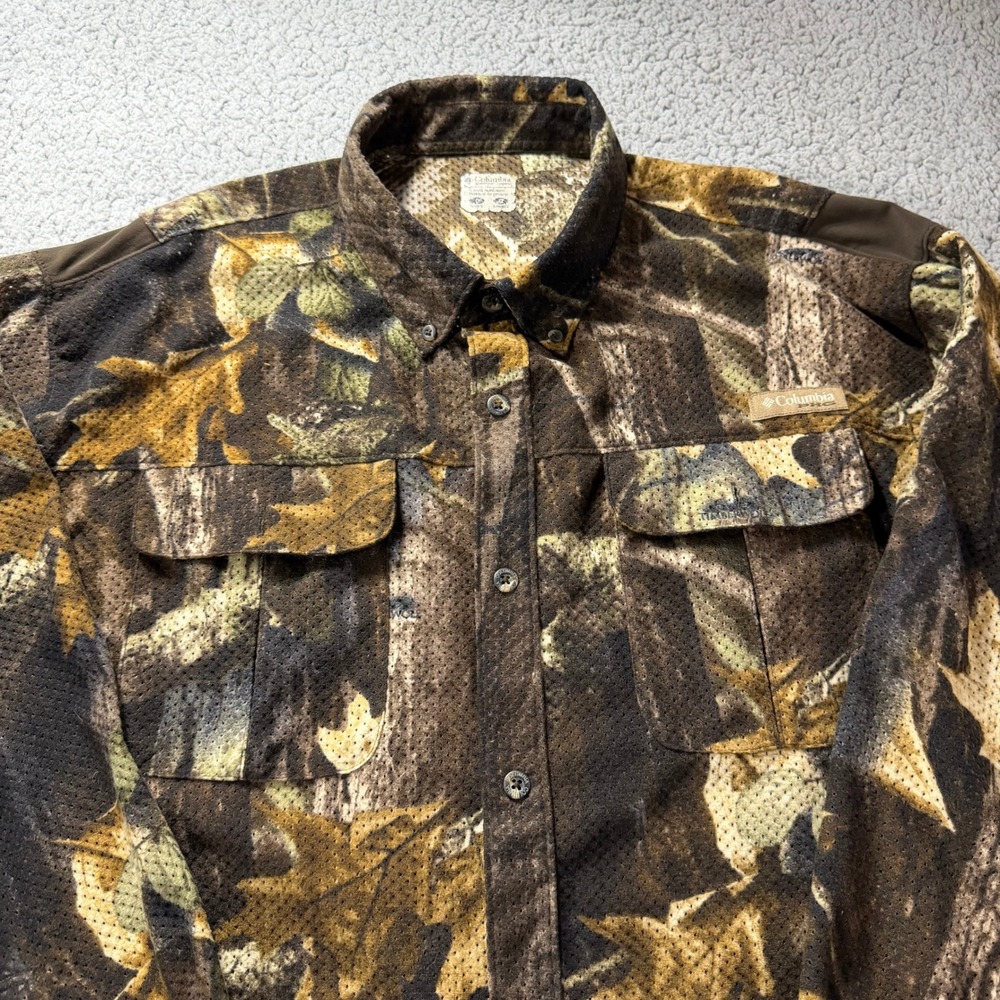 Columbia PHG Mens Large Camo Omni-Shield Mesh Hunting Shirt Timberwolf HM7151